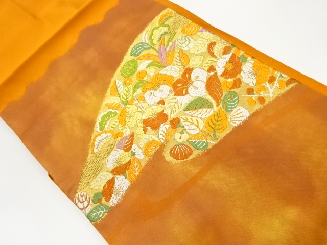 JAPANESE KIMONO / VINTAGE NAGOYA OBI / WOVEN UME BLOSSOM & FLOWERS